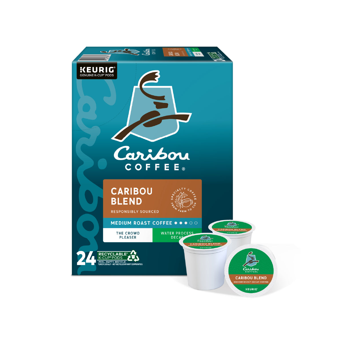 Caribou Blend Decaf, Single-Serve Keurig K-Cup® Pods, Medium Roast Coffee, 24 Count