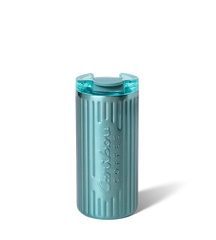 Ribbed 16oz Stainless Steel Logo Tumbler- Aqua