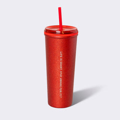 Shimmer Crush 22oz Stainless Steel Glitter Tagline Straw Tumbler – Maraschino