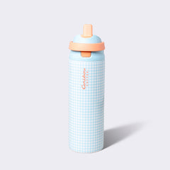 Printed 24oz Stainless Steel Multi Sip Hydration Tumbler – Blue Gingham